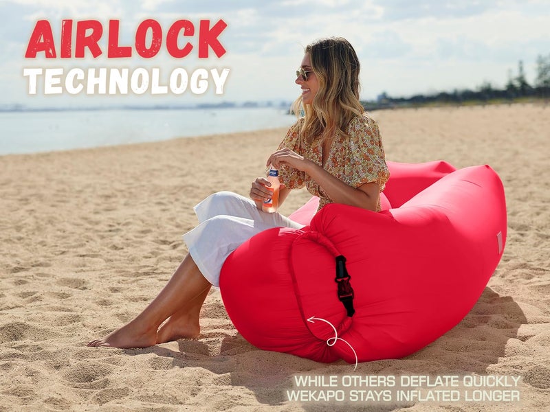 WEKAPO Inflatable Couch Air Lounger Chair - Camping & Beach Accessories, Portable Blow up Sofa for Hiking, Lawn, Indoor/Outdoor Movies & Music Festivals. Lightweight and Easy to Set Up Air Hammock - Image 5